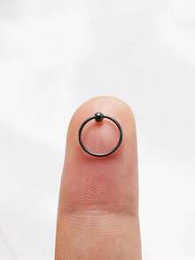 2 件 22G 鼻环圈 925 纯银中隔环耳软骨耳环耳轮耳屏耳甲圈耳洞饰品女款 - smooth Black - 查看 1