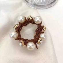 1pc Elegant Rhinestone Faux Pearl Hair Tie For Women, Simple Chic Hair Band Hair Accessory Ponytail Holders Hair Elastics Hair Rubber Bands Scrunchies Hair Rope Elastic Hair Tie, Hair Bobbles