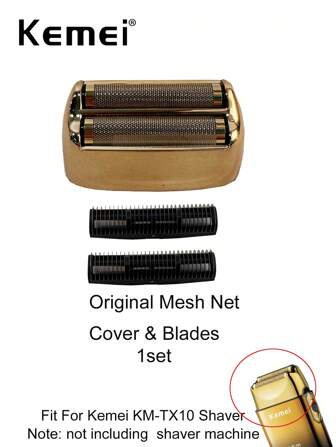  Repuesto de lámina y cabezal de afeitadora eléctrica Kemei KM-TX10 1 set, accesorios de reparación de cabezal de afeitadora