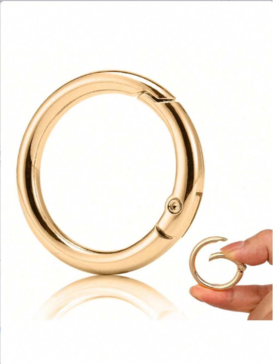 5pcs Metal Spring O Rings Clip Carabiner Snap Rings Zinc Alloy Spring O Ring Round Spring Snap Carabiner Clip Buckle Karabinerring For Keyrings Buckle,Bags,Purses - Gold - View 1