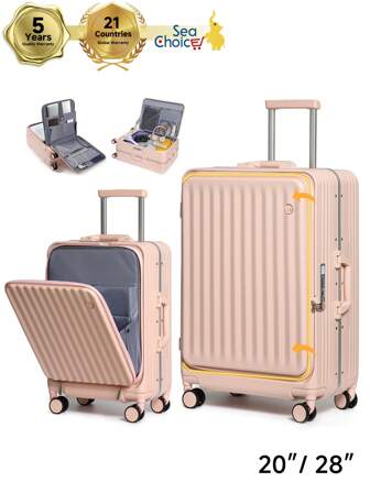 Set di valigie rigide Sea Choice, 2 pezzi, trolley, bagaglio a mano, valigia da viaggio, trolley PC, lucchetto, 4 ruote rigide, maniglia telescopica 55/78 cm