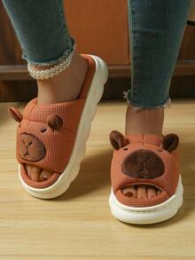 EVA Cute Bear Linen Slippers, Thick Non-Slip Soles, Comfortable Indoor Slippers, Cartoon Bear Linen Slippers With Thick Non-Slip Soles, Breathable For Home Use, Cute Bear Linen Slippers With Thick Non-Slip Soles, Breathable And Not Stuffy, Comfortable Home Leisure Choice, Cute Cartoon Bear Linen Slippers With Thick Non-Slip Soles, Breathable For Home Use, Comfortable Stepping Sensation, Bear Pattern Linen Slippers With Thick Non-Slip Soles, Cute Style For Home Use, Breathable And Not Stuffy