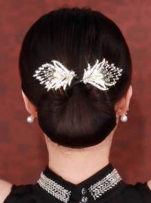 1 pieza Moldeador de moño de cola de pez decorado con strass y perlas para mujer, accesorios elegantes y de moda para dar forma al moño, adecuado para peinados diarios y bonitos