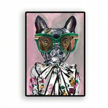 1/3 piezas Póster de pintura en lienzo con ilustración de animales de moda como gato, perro, conejo, elefante, arte de pared divertido y lindo para decoración del hogar en la sala de estar