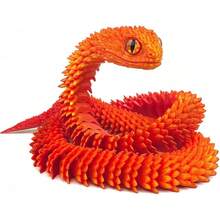 3D Printed Snake Figurine With Movable Joints - Colorful Home/Office Desktop Decor Sculpture, Suitable For Room Decoration, Halloween, Christmas, Thanksgiving Gift (Random Eye Style)