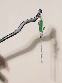 1 件女士流苏和竹叶形吊坠装饰发簪，中国传统汉服发饰皇家发髻发夹发髻制作器发髻发夹