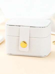 Petite boîte à bague en PU, boîte à bijoux à bouton, boîte à bijoux cadeau, boîte à bague de mariage, convient pour ranger et exposer les bagues, colliers, boucles d'oreilles, nail art. Idéal pour les cadeaux de mariage et la Saint-Valentin.