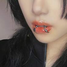 Piercing anillo de labio en espiral de acero de titanio con estilo punk - Anillo de labio grande y puntiagudo - Ver 3