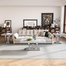 Set Of 3 Table Set-white & Silver