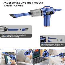 Potente aspiradora para coche y hogar - Recargable USB, incluye accesorios, cuerpo de resina ABS, batería de litio de 2000mAh, dispositivo portátil para polvo | diseño elegante | Acabado elegante, dispositivo de limpieza para el hogar, adecuado para el cuidado de sofás y suelos.