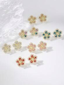 Pendientes tipo flor industrial de estilo único de lujo con brillantes rhinestones, diseño minimalista y elegante, ideal como regalo para San Valentín, mamá o el Día de la Madre