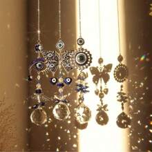 1pc,Evil Eye Crystal Sun Catcher - Optical Prism Rainbow Projection Wind Chime For Entryway Windows, Healing Energy Hanging Ornament With