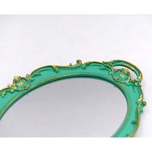 Bedroom Deccor Vintage Small Mirror 14.5 X 10 Inch Oval Pink Wall Mirror - 綠色 - 查看 5