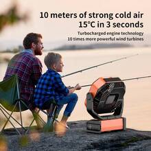 40000mAh Camping Fan Rechargeable, Battery Operated Portable Outdoor Fan Remote, 136Hrs & 4-Speed Cordless Oscillating, Table Fan With Light & Timer For Tent RV Jobsite Hurricane Power Outage - Orange-20000mAh - View 5
