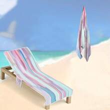1pc Foldable Beach Chair Cover That Can Be Folded Into A Shoulder Bag, With Pockets On The Side To Hold Glasses And Phones. Suitable For Beach Chairs, Towels, Swimming Pool Chairs, Sunbathing, Ocean, Beach, Hotel, Easy To Carry. - Multicolor - View 3