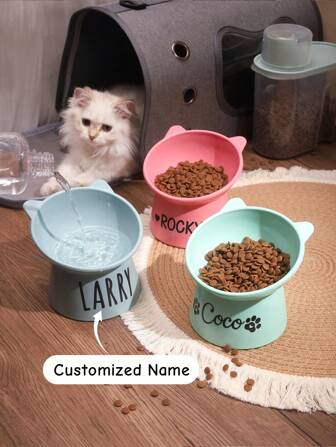 ペット用オーダーメイドボウル、オーダーメイドステッカー付きプラスチックペットボウル、オーダーメイド猫ボウル、猫用ギフト、子猫ボウル、子猫用ギフト、オーダーメイド猫フードディッシュ、クリスマスギフト用品