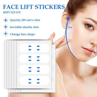 40Pcs Lifting Face Stickers Invisible Transparent Thin Face Patches Lift Tools V-Shape Face Wrinkle Sagging Skin Adhesive Tape