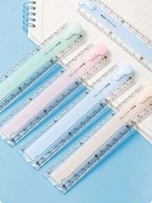 1 件折叠尺，彩色尺子，学生用，塑料尺，多色可选，用于几何绘图和插图，办公文具测量尺学校用品，返校 - 彩色 - 查看 2