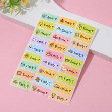 30 piezas/60 piezas/120 piezas/240 piezas/360 piezas/480 piezas Pegatinas con nombre personalizadas con texto negro sobre fondo de colores, pegatinas de nombre resistentes para estudiantes, pegatinas de vinilo de dibujos animados que se pueden adherir a superficies lisas como papelería, libros, tazas, sin decoloración, para estudiantes y suministros de oficina, útiles escolares, de vuelta a la escuela - Multicolor - Ver 8