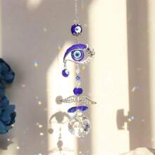 1pc,Evil Eye Crystal Sun Catcher - Optical Prism Rainbow Projection Wind Chime For Entryway Windows, Healing Energy Hanging Ornament With