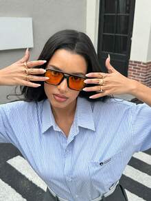 DareSee 3副装女士方形多色双梁组合复古时尚配饰眼镜沙滩配饰女士眼镜墨镜音乐节Y2K节返校季秋季圣诞节冬季圣诞礼物