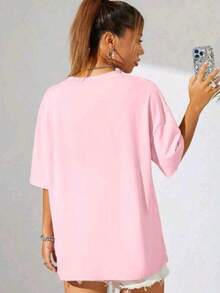 Women's Oversized T-Shirt For Crossfit Training, Personalized, Cute, Bodybuilding, Gym, Korean Style - 淺粉色 - 查看 2