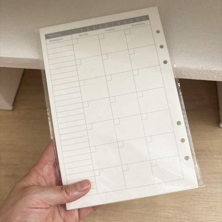 A5 45 Sheets Refill Papers,6 Holes Binder Notebook Inner Paper,Weekly/Monthly/Blank Planner Journal Notebook Parts Back To School - White - View 13