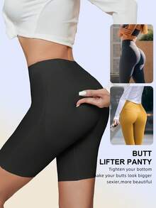 1pc Women Slimming Waist Seamless Butt Lift Shapewear Padded Dress Enhancer Body Shaper, Christmas Dress Undergarment Tummy Control Flat Belly Sheath Pants Underwear Shorts Lingerie Briefs Waist Trainer Buttocks Padding Fake Pad Hip Shaper - Black - View 5