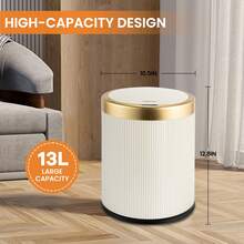 SUSTEAS Automatic Motion Sensor Trash Can – Hands-Free Touchless Kitchen & Bathroom Garbage Bin, 13L Capacity, Odor Control, Battery-Powered For Convenient Hygienic Disposal (BEIGE) - Beige 13L - View 1