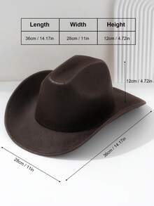 1顶男女通用PU皮西部牛仔帽，复古棕色图案皮革独特帽冠宽檐帽，街头时尚造型，男士礼物，复古风格，适合远足、骑行、草原活动，日常、角色扮演、节日、派对、旅行、防晒，圣诞礼物之选。 - 純色 - 查看 3