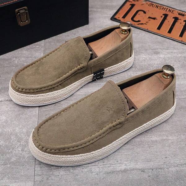 2025 New Men's Simple Casual Loafers, Woven Vintage Boat Shoes, Lightweight Comfortable Slip-On Flat Shoes