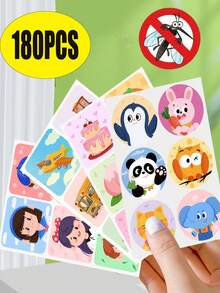 180pcs Cute Cartoon Stickers, Household Stickers, Essential For Outdoor Travel, Small And Convenient, Available At Any Time, Essential Stickers For The Family (36pcs/Pack) - Multicolor - View 1