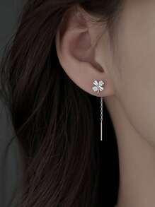 Boucles d'oreilles trèfle à quatre feuilles simples et à la mode en argent sterling pour femmes, boucles d'oreilles de haute qualité et élégantes, cadeaux de la Saint-Valentin