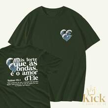 T-Shirt Psalm 93:4 Stronger Than The Waves Unisex Shirt 100% Cotton - 軍綠色 - 查看 2