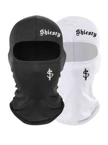 2 pièces/1 pièce Cagoule de ski avec imprimé lettre et dollar pour hommes et femmes, masque facial anti-UV et coupe-vent pour planche à neige et moto