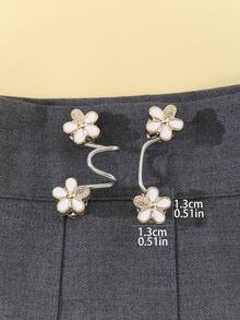 4pcs Invisible Adjustable Waist Trimmer And Button Fastener, Weight Loss Clothing Accessories (Excludes Cardboard) - White Flowers - View 4