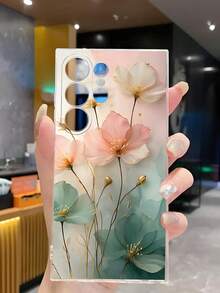 1 件时尚花卉设计透明软手机壳适用于三星 Galaxy A04e/A12/A13/A14/A34/A50/A52/A53/A54/S21/S22/S23/S24/S25/S25 超防水防震防摔防刮