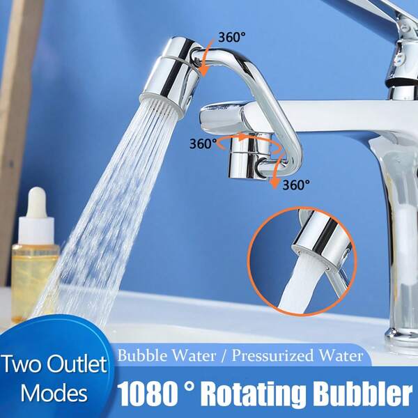 Extensión giratoria para grifo de 1080° con 2 modos de salida de agua, filtro de salpicaduras giratorio, extensión giratoria para aireadores de grifo de cocina (1 pieza)