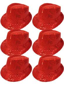 D EXCEED 1/2/3/4/6/9件装西部亮片软呢帽男女通用闪亮亮片帽批发亮片帽纯色服装 - 彩色 - 查看 35