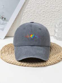 1 pièce Casquette de baseball en polyester décontractée, réglable, avec décorations multicolores de motifs cœur et battement de cœur à la mode, pour femmes. Convient pour le printemps, l'été, l'automne et l'hiver. Idéale pour les sports de plein air, le camping, la pêche.