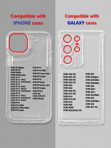 1pc Red Heart Pattern Transparent Shockproof Phone Case, Compatible With IPhone & Galaxy Cases, Phone Cases, Galaxy Protective Cover Compatible With IPhone 17/17 Pro/17 Pro Max/16/16 Pro Max, Suitable For Personal Use Or As A Gift - Multicolor - View 8