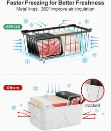 4pcs Stackable Chest Freezer Baskets With Fold-Down Handles For 198L Freezer Black 4-Pack - Black - View 5
