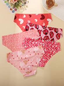 5件套无缝女童内裤套装蛋糕、甜甜圈、冰淇淋可爱印花丝滑透气蜜桃臀裆三角裤 - 彩色 - 查看 2