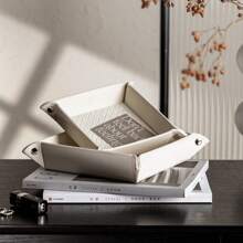 1pc Jewelry Storage Box, Leather Jewelry Tray, Decorative Organizer Tray For Keys, Remote Control, Home Decor, Woven Leather Texture Metal Clasp Design, Multi-Size & Color Options, Suitable For Entryway, Tabletop, Moving For Women Storage Organizer Travel Essentials Back To School Dormitory Storage