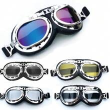 1pc Vintage Windproof Dustproof Cycling Goggles, Black Copper Silver Frame, Motorcycle Helmet Decorative Outdoor Riding Glasses