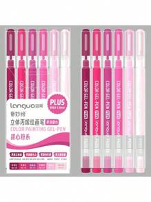 Set da 6 penne gel per calligrafia Languo da 1,0 mm con effetto 3D, punta grossa, per scrivere, disegnare, dipingere e utilizzare come evidenziatori, 42 o 54 colori, forniture scolastiche, per il ritorno a scuola
