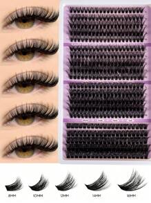 20 Rows And 400 Clusters Of D-Shaped Curly Eyelash Clusters DIY Eyelash Clusters Natural Appearance, Intelligent, Super Soft, Reusable Segmented False Eyelashes 30D+40D+50D+60D+80D+100D, Suitable For Beginners To Use At Home Or On The Go 8-16mm