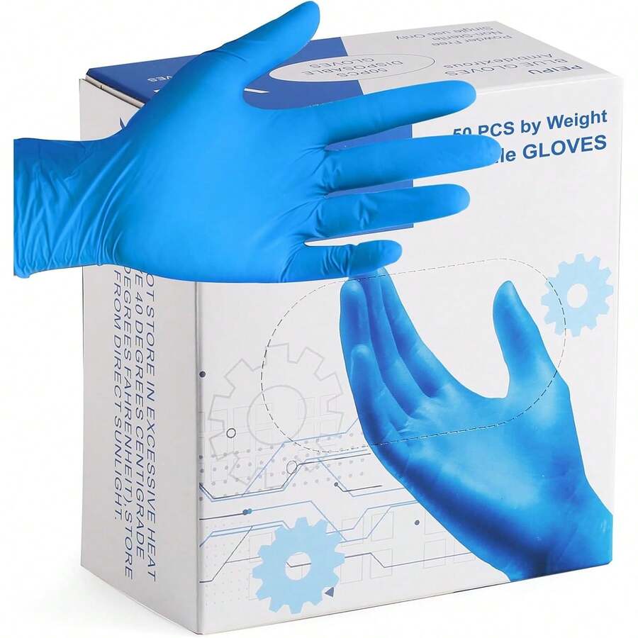 PEIPU Nitrile Disposable Gloves,Powder Free, Cleaning Service Gloves, Latex Free - 大號(50個一包) - 查看 1