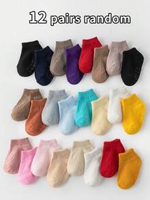 12 双婴儿防滑心形图案袜子，适合 0-3 岁，春夏