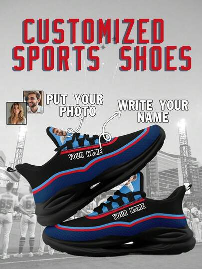 Men's Custom Midsole Suspension Technology Plus Size Athletic Shoes, Personalized Image Running Sneakers, Personalized Low Top Sports Trainers, Photo Sneakers, Tailored Running Shoes For Men And Women, Unique Sports And Casual Footwear, Gifts For Groomsmen, Anniversaries, Valentine's Day, Birthdays, Weddings, Best Friend Gifts, Ideal For Mom/Dad/Her/Him/Girlfriend/Boyfriend/Wife/Husband/Friend.